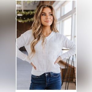 Vneck Checkered Texture Sweater